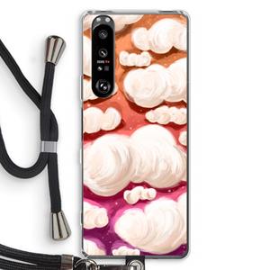 CaseCompany Katoen Wolken: Sony Xperia 1 III Transparant Hoesje met koord