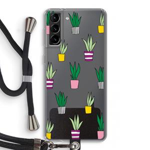 CaseCompany Sanseveria: Samsung Galaxy S21 Plus Transparant Hoesje met koord