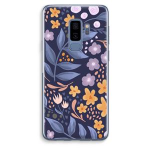 CaseCompany Flowers with blue leaves: Samsung Galaxy S9 Plus Transparant Hoesje