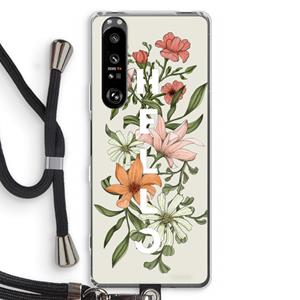 CaseCompany Hello bloemen: Sony Xperia 1 III Transparant Hoesje met koord