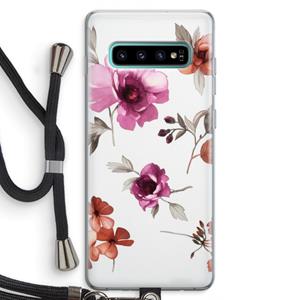 CaseCompany Geschilderde bloemen: Samsung Galaxy S10 Plus Transparant Hoesje met koord