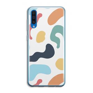 CaseCompany Memphis Shapes Blue: Samsung Galaxy A50 Transparant Hoesje