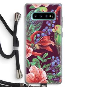 CaseCompany Papegaaien: Samsung Galaxy S10 Plus Transparant Hoesje met koord