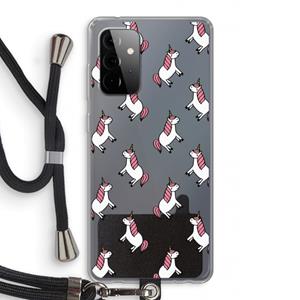 CaseCompany Eenhoorns overal: Samsung Galaxy A72 5G Transparant Hoesje met koord
