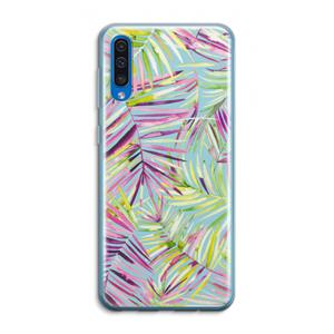 CaseCompany Tropical Palms Blue: Samsung Galaxy A50 Transparant Hoesje