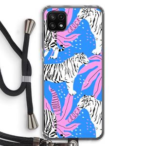CaseCompany Tijger: Samsung Galaxy A22 5G Transparant Hoesje met koord