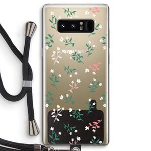 CaseCompany Small white flowers: Samsung Galaxy Note 8 Transparant Hoesje met koord