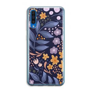 CaseCompany Flowers with blue leaves: Samsung Galaxy A50 Transparant Hoesje