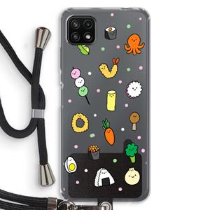 CaseCompany Happy bento friends: Samsung Galaxy A22 5G Transparant Hoesje met koord