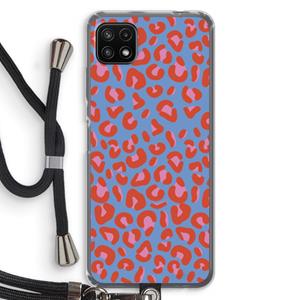 CaseCompany Leopard blue: Samsung Galaxy A22 5G Transparant Hoesje met koord