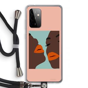 CaseCompany Orange lips: Samsung Galaxy A72 5G Transparant Hoesje met koord