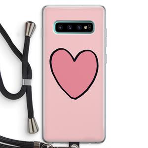 CaseCompany Hartje: Samsung Galaxy S10 Plus Transparant Hoesje met koord