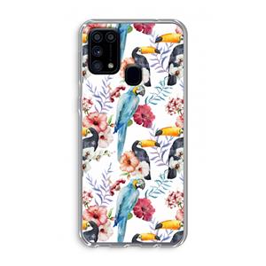 CaseCompany Bloemen tukan: Samsung Galaxy M31 Transparant Hoesje
