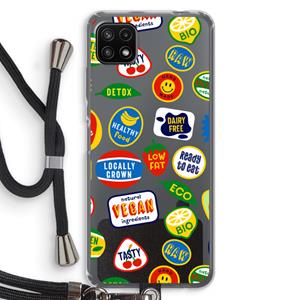 CaseCompany Fruitsticker: Samsung Galaxy A22 5G Transparant Hoesje met koord