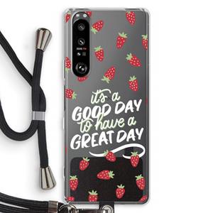 CaseCompany Don't forget to have a great day: Sony Xperia 1 III Transparant Hoesje met koord