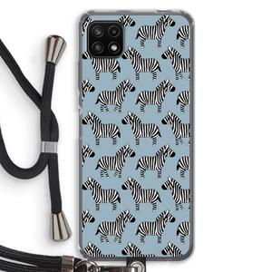 CaseCompany Zebra: Samsung Galaxy A22 5G Transparant Hoesje met koord