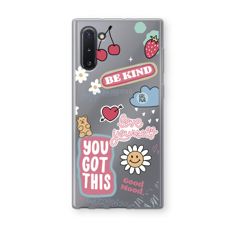 CaseCompany Positivity: Samsung Galaxy Note 10 Transparant Hoesje