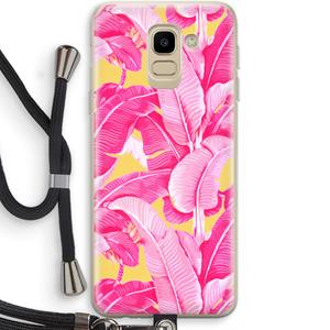 CaseCompany Pink Banana: Samsung Galaxy J6 (2018) Transparant Hoesje met koord