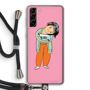 CaseCompany Visknuffel: Samsung Galaxy S21 Plus Transparant Hoesje met koord