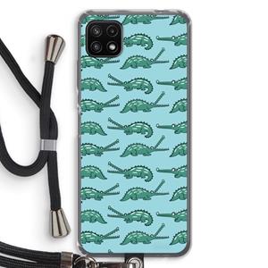 CaseCompany Kroko: Samsung Galaxy A22 5G Transparant Hoesje met koord
