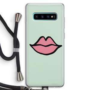 CaseCompany Kusje: Samsung Galaxy S10 Plus Transparant Hoesje met koord