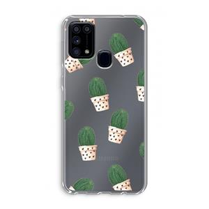 CaseCompany Cactusprint roze: Samsung Galaxy M31 Transparant Hoesje