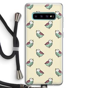 CaseCompany Vogeltjes: Samsung Galaxy S10 Plus Transparant Hoesje met koord