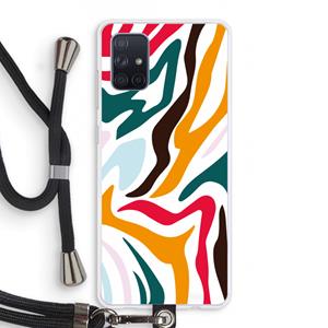 CaseCompany Colored Zebra: Samsung Galaxy A71 Transparant Hoesje met koord