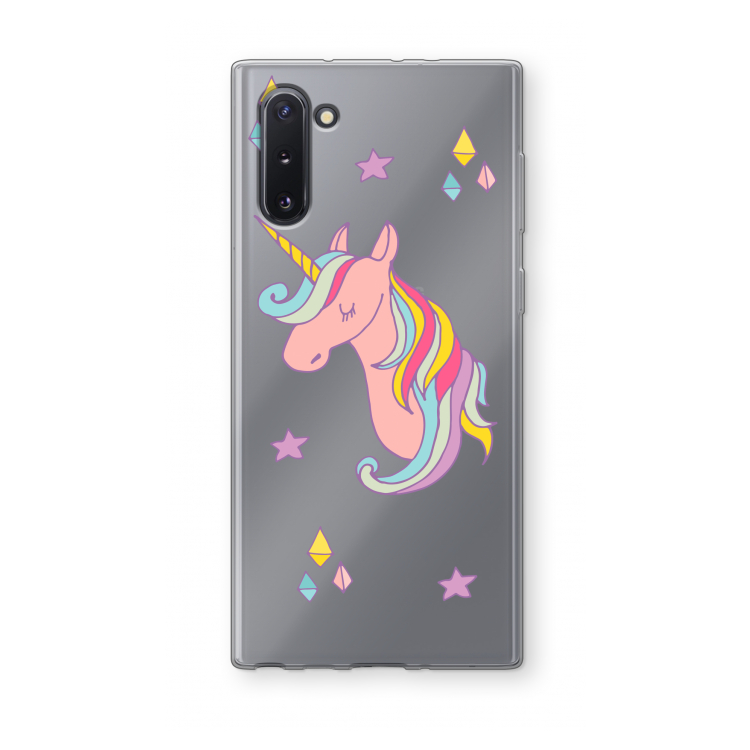 CaseCompany Roze eenhoorn: Samsung Galaxy Note 10 Transparant Hoesje