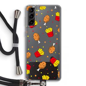 CaseCompany Chicken 'n Fries: Samsung Galaxy S21 Plus Transparant Hoesje met koord
