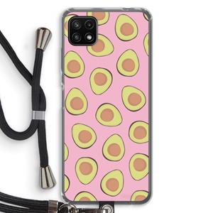 CaseCompany Dancing avocados: Samsung Galaxy A22 5G Transparant Hoesje met koord