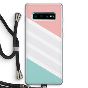 CaseCompany Strepen pastel: Samsung Galaxy S10 Plus Transparant Hoesje met koord