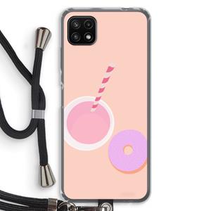 CaseCompany Donut: Samsung Galaxy A22 5G Transparant Hoesje met koord