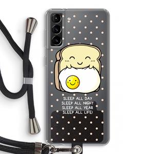 CaseCompany Sleep All Day: Samsung Galaxy S21 Plus Transparant Hoesje met koord