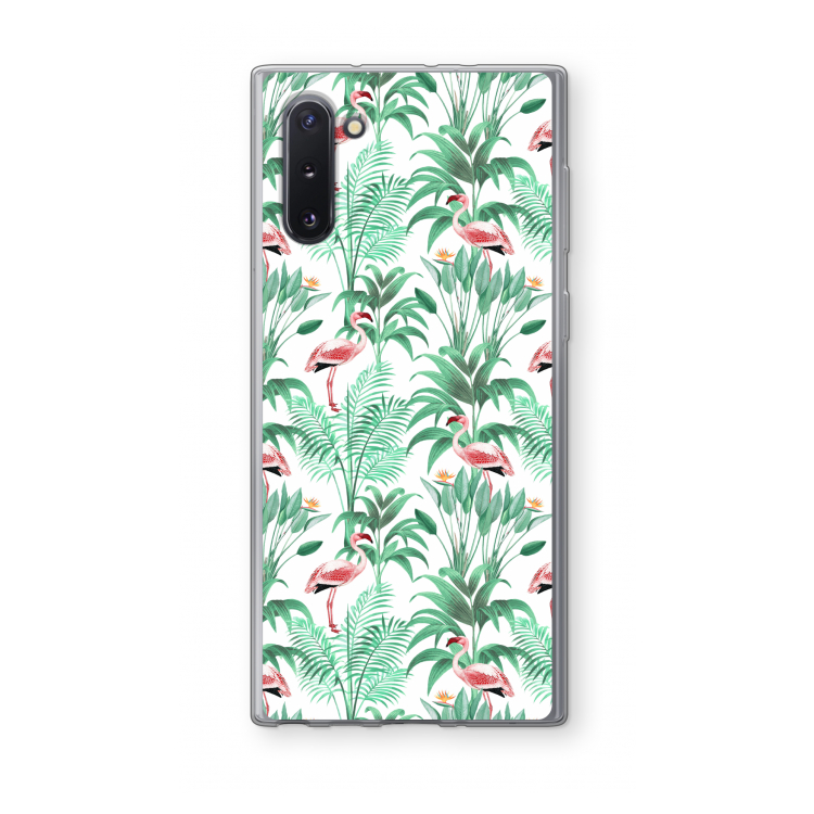 CaseCompany Flamingo bladeren: Samsung Galaxy Note 10 Transparant Hoesje