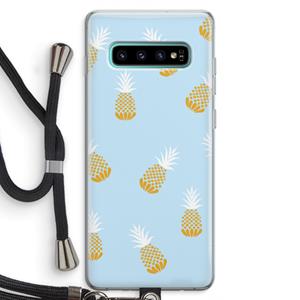 CaseCompany Ananasjes: Samsung Galaxy S10 Plus Transparant Hoesje met koord