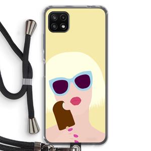 CaseCompany Ice cream: Samsung Galaxy A22 5G Transparant Hoesje met koord