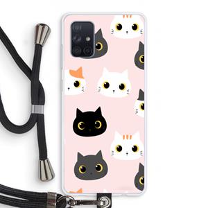 CaseCompany Katten: Samsung Galaxy A71 Transparant Hoesje met koord