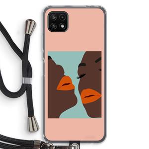 CaseCompany Orange lips: Samsung Galaxy A22 5G Transparant Hoesje met koord