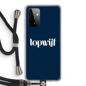 CaseCompany Topwijf Navy: Samsung Galaxy A72 5G Transparant Hoesje met koord