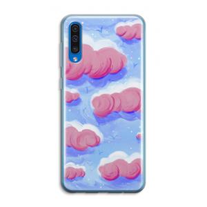 CaseCompany Roze wolken met vogels: Samsung Galaxy A50 Transparant Hoesje