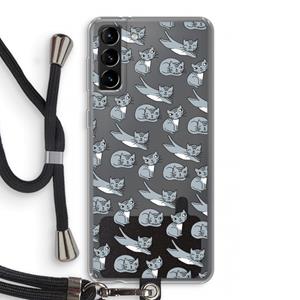 CaseCompany Poezen: Samsung Galaxy S21 Plus Transparant Hoesje met koord
