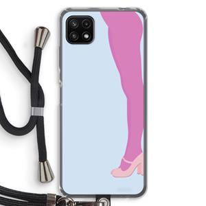CaseCompany Pink panty: Samsung Galaxy A22 5G Transparant Hoesje met koord
