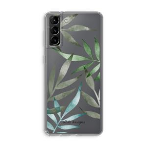 CaseCompany Tropical watercolor leaves: Samsung Galaxy S21 Plus Transparant Hoesje