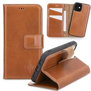 NorthLife Uitneembare 2-in-1 (RFID) bookcase hoes - iPhone 12 Mini - Burcht Trecht Cognac