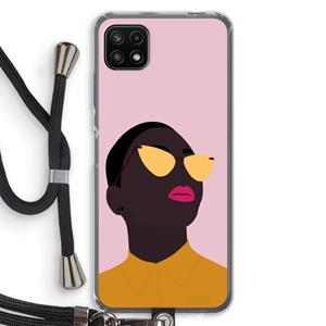 CaseCompany Yellow glasses: Samsung Galaxy A22 5G Transparant Hoesje met koord