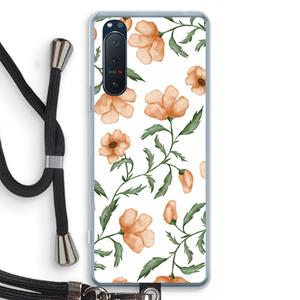 CaseCompany Peachy flowers: Sony Xperia 5 II Transparant Hoesje met koord