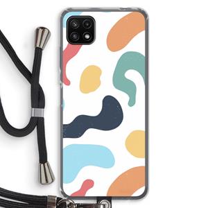 CaseCompany Memphis Shapes Blue: Samsung Galaxy A22 5G Transparant Hoesje met koord