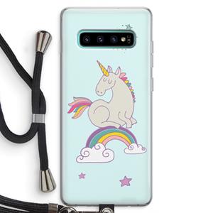 CaseCompany Regenboog eenhoorn: Samsung Galaxy S10 Plus Transparant Hoesje met koord