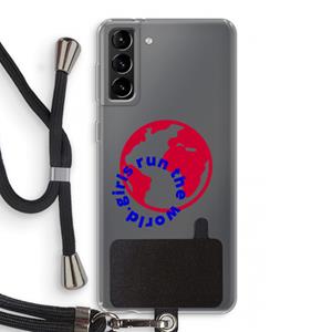 CaseCompany Run The World: Samsung Galaxy S21 Plus Transparant Hoesje met koord
